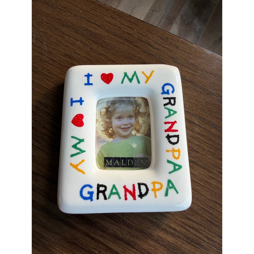 Malden I Love My Grandpa Ceramic Magnetic Picture Frame White Multi Color 2x3